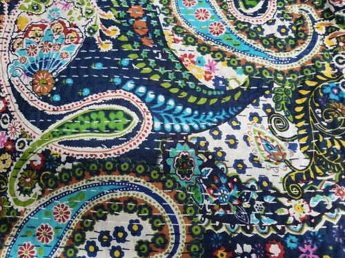 Floral kantha quilt - floral,